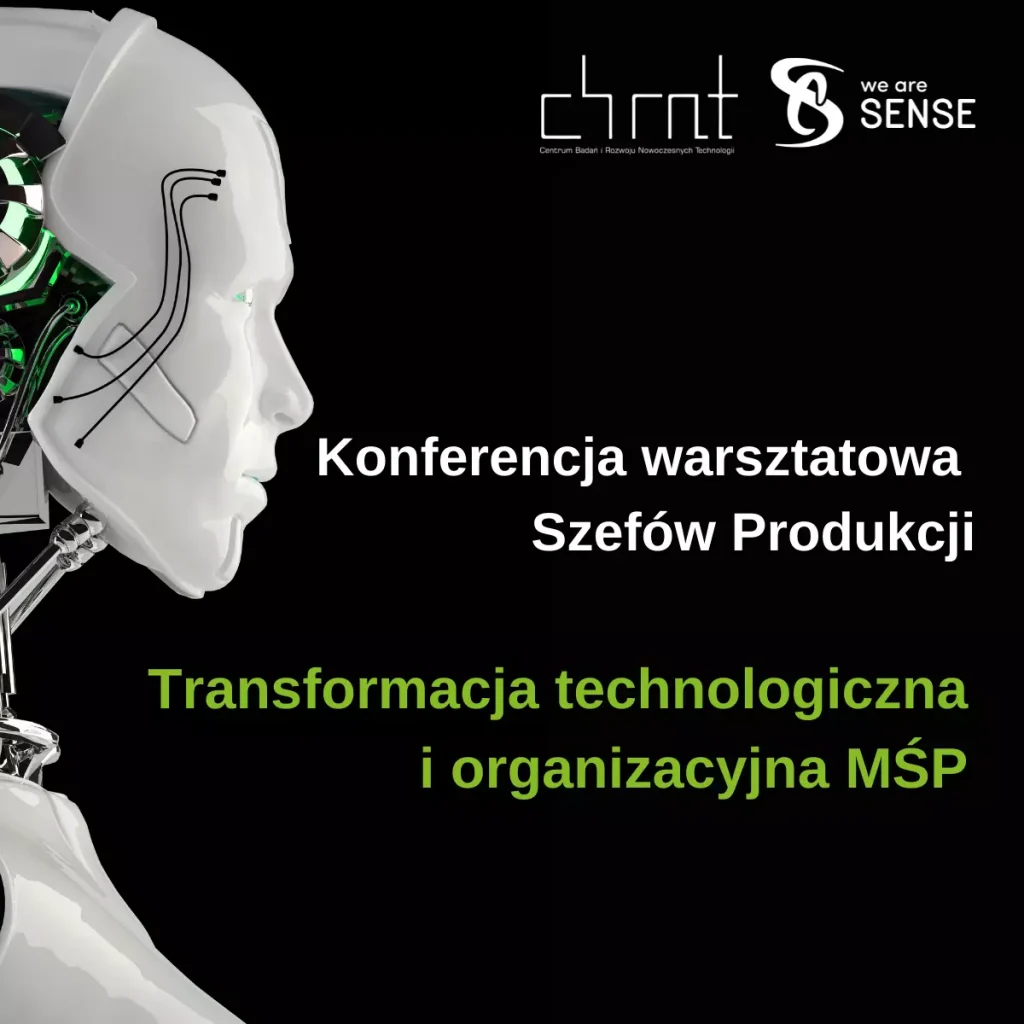 Baner informujący o konferencji transformacja technologiczna i organizacyjna małych i średnich przedsiębiorstw