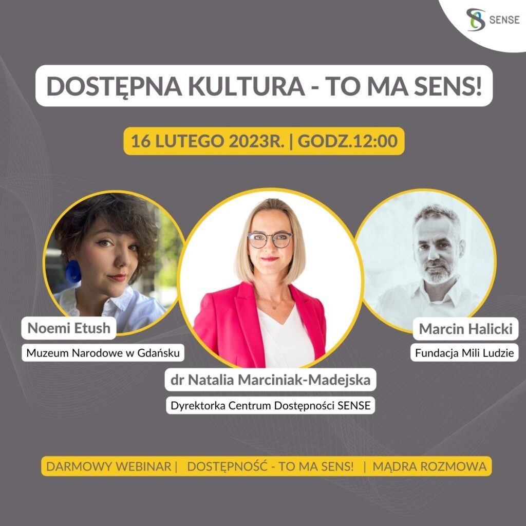 baner na którym są trzy osoby specjaliści od dostępności