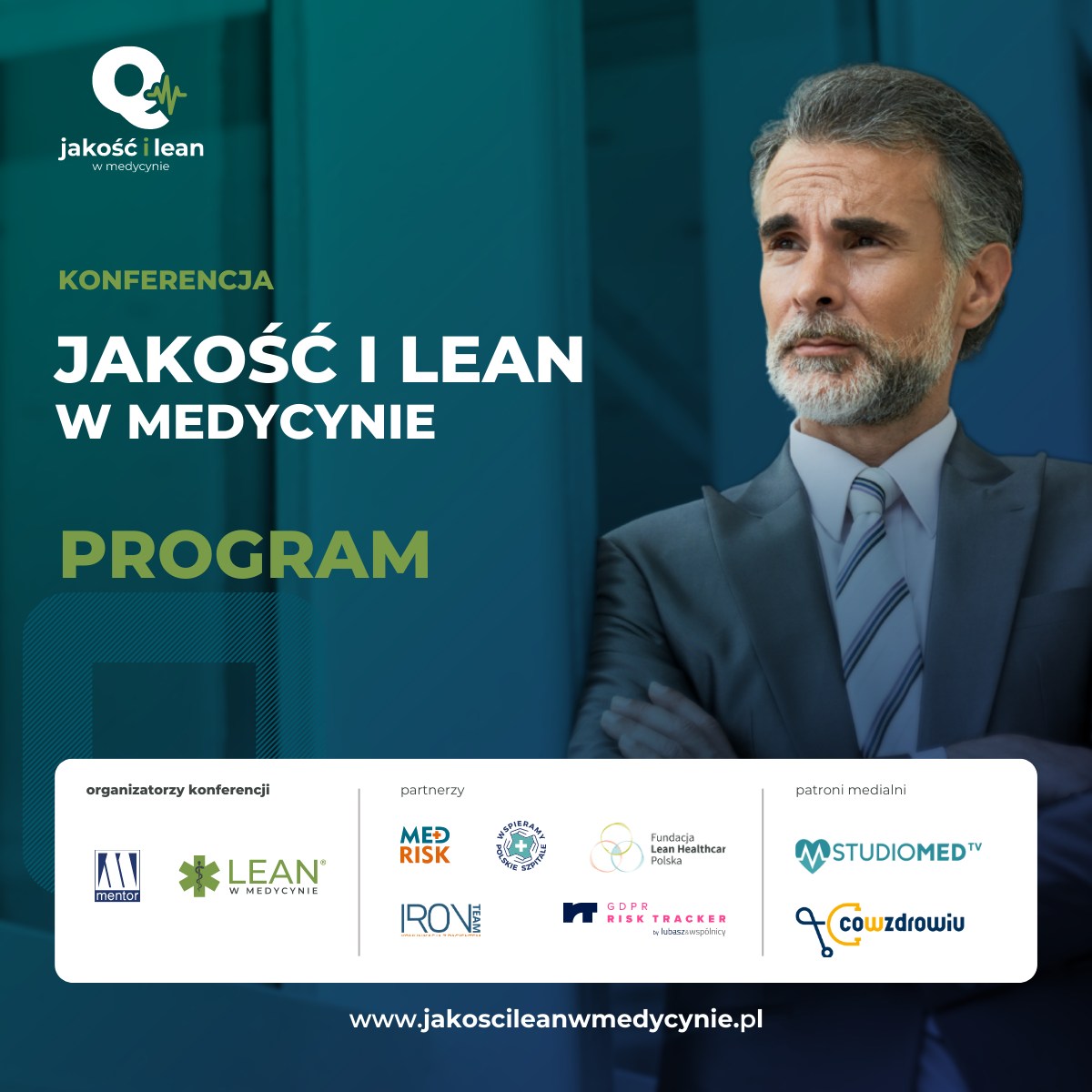 plakat konferencji jakość i lin w medycynie w raz z organizatorami konferencji