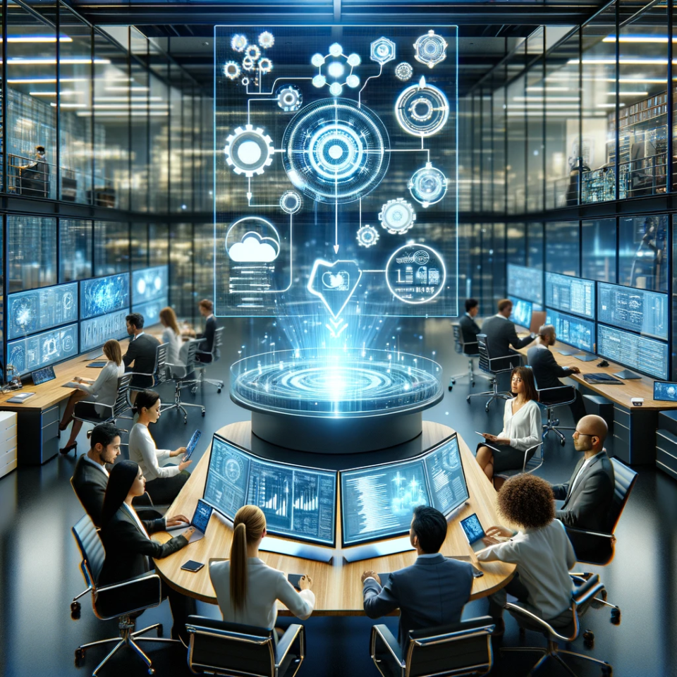 zdjęcie przedstawia nowoczesne cyfrowe centrum dowodzenia w firmie