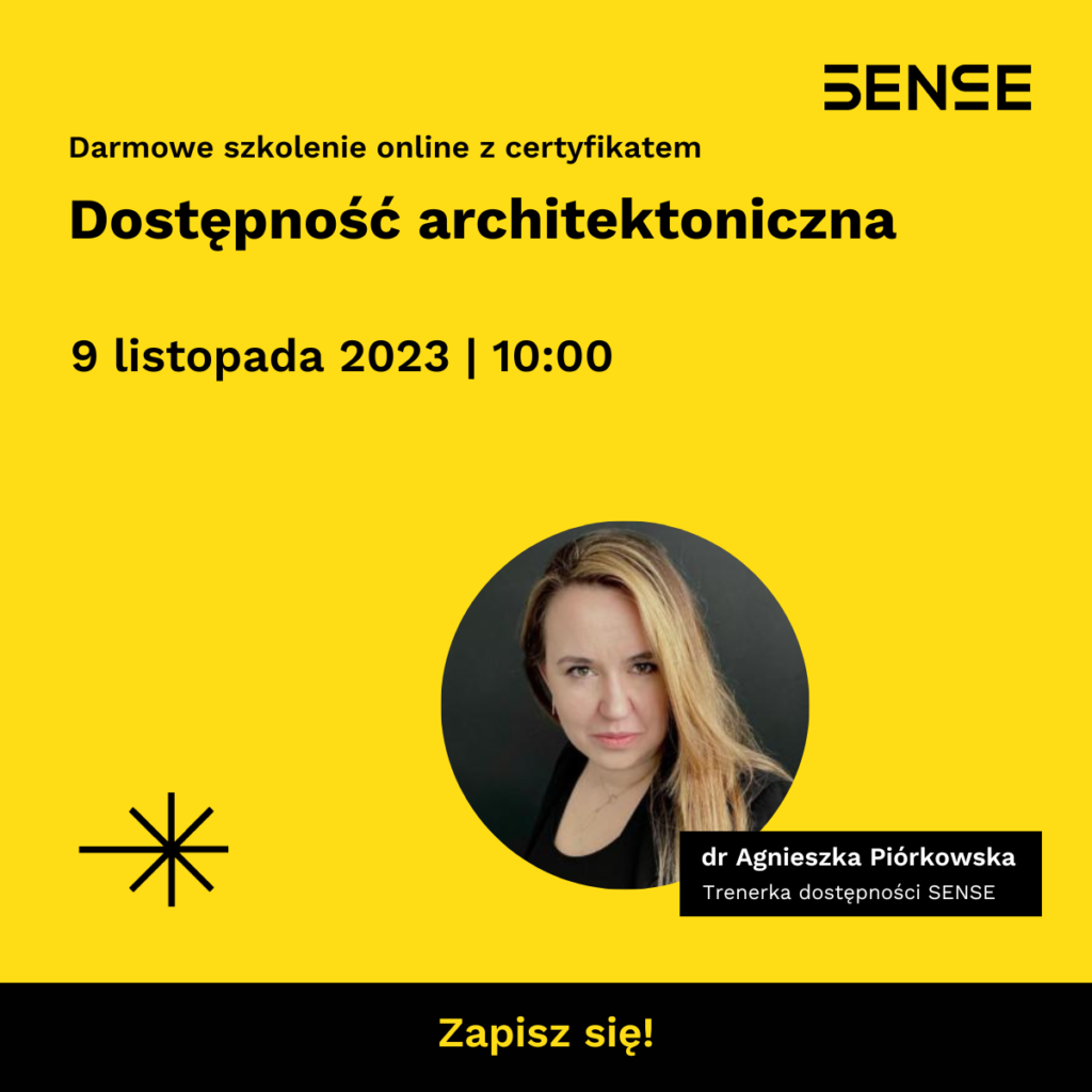 baner z napisem Darmowe szkolenie onlajn Dostępność architektoniczna