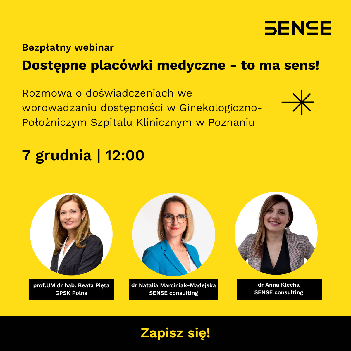 baner informujący o bezpłatnym łebinarze dostępne placówki medyczne to ma sens