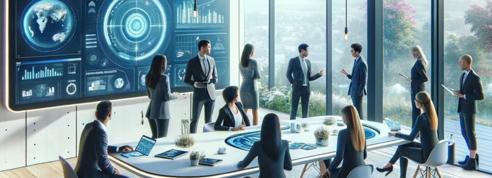 Ludzie przy stole omawiają strategię rozwoju firmy z wielkopolski 1.2 Wsparcie działalności B+R przedsiębiorstw i konsorcjów