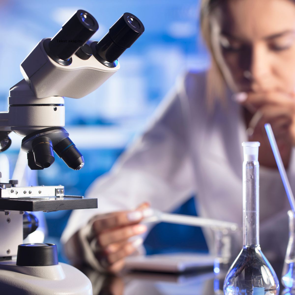 Pani w laboratorium bada ciecz przy użyciu mikroskopa