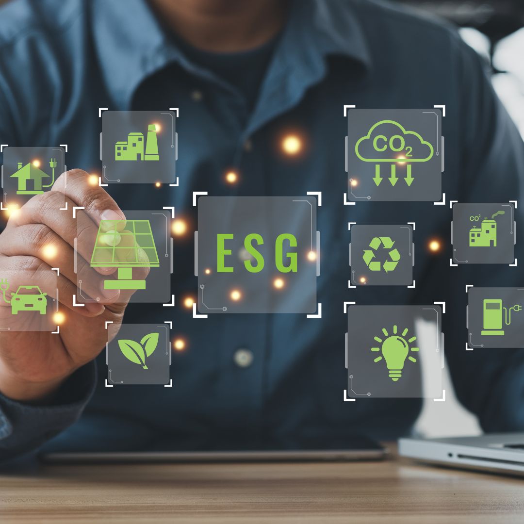 ikony symbolizujące raportowanie ESG