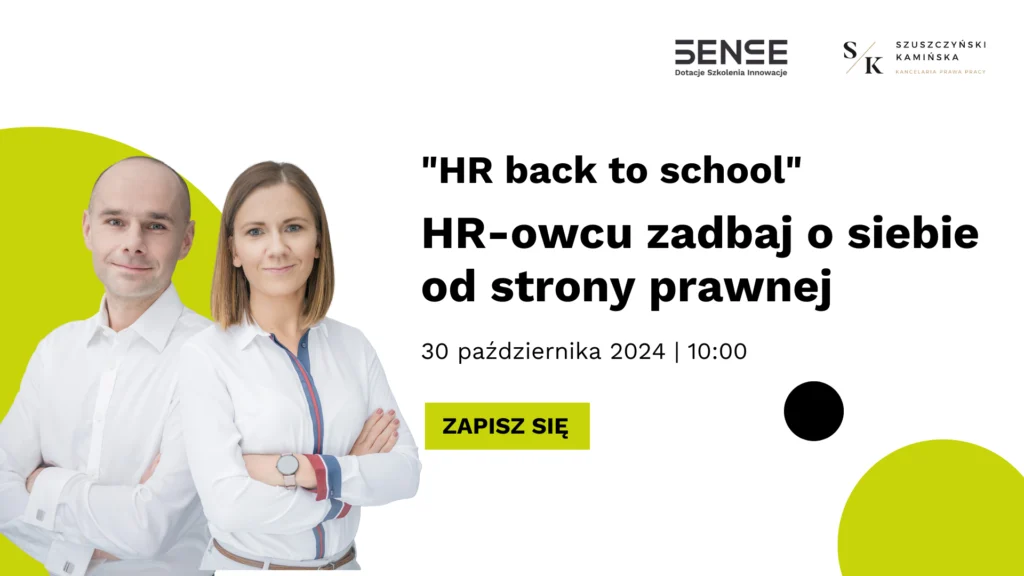 kobieta i mężczyzna w białych koszulach na banerze promującym webinar