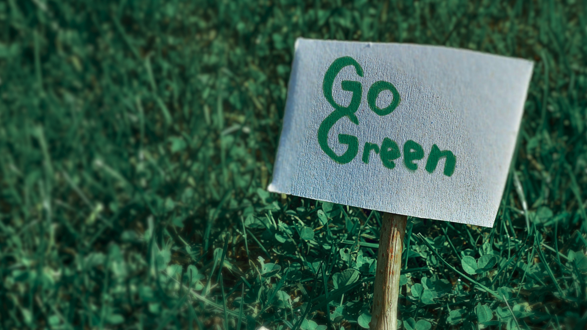 tabliczka z napisem go green na zielonej trawie